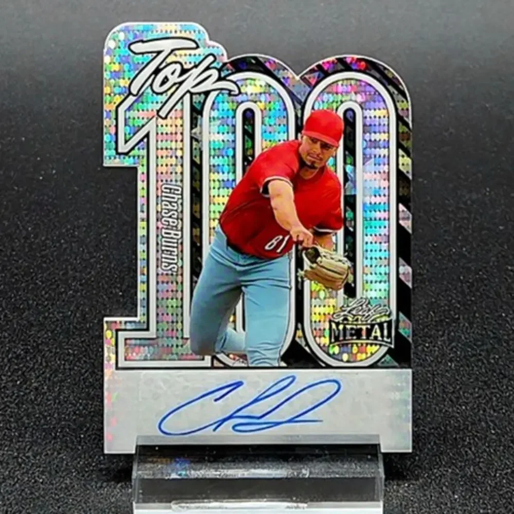 2025 Chase Burns RC 4/10 Auto Silver Sparkle Top 100 Cincinnati Reds Star
